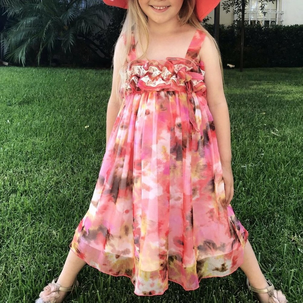 Isobella & Chloe Ruffles Multi-Color Floral Dress